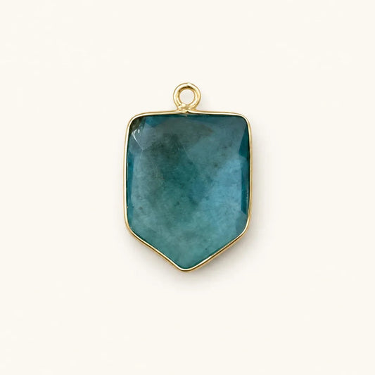 Teal quartz shield charm