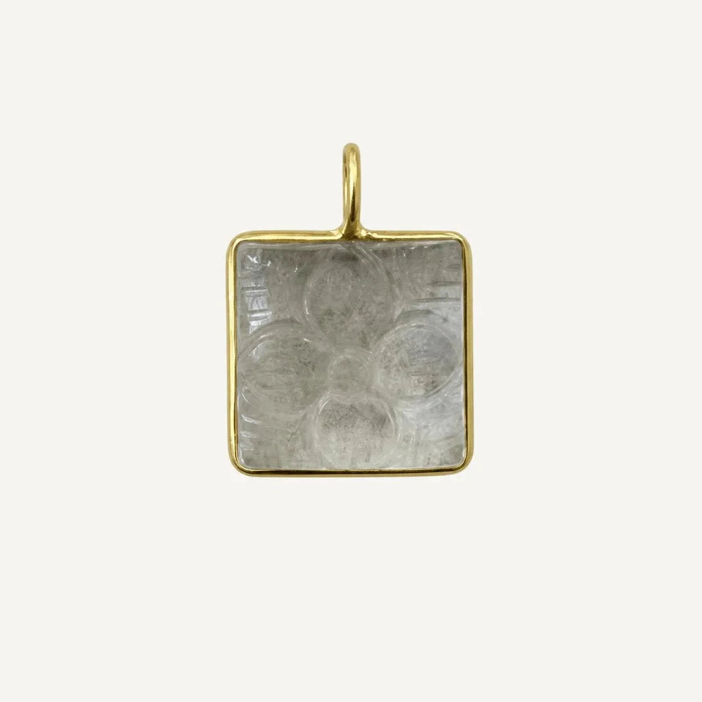 Carved quartz square charm